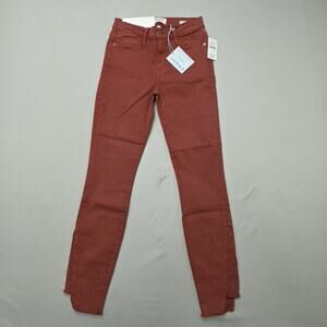 FRAME Le High Skinny Jeans Womens 25 High Rise Stretch Raw Hem Designer Denim